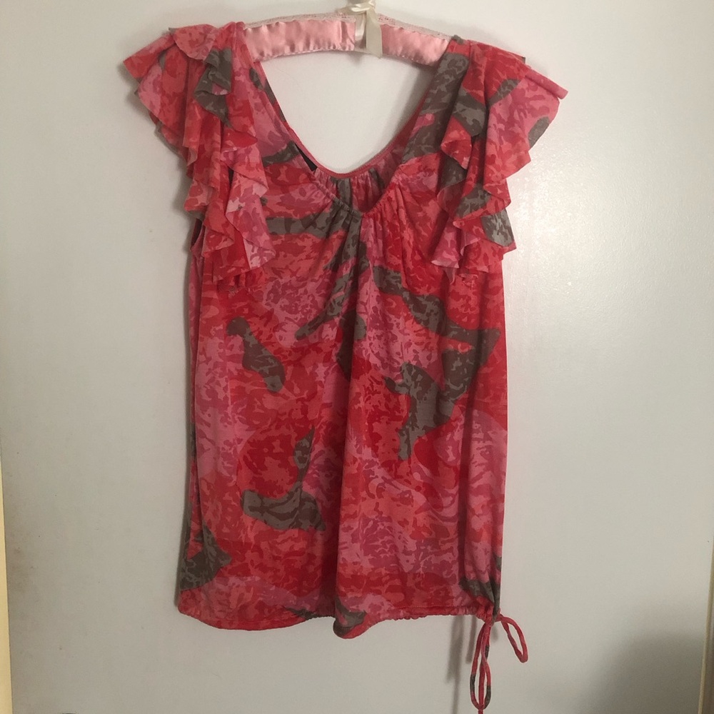 INC flutter sleeve pink adjustable top S